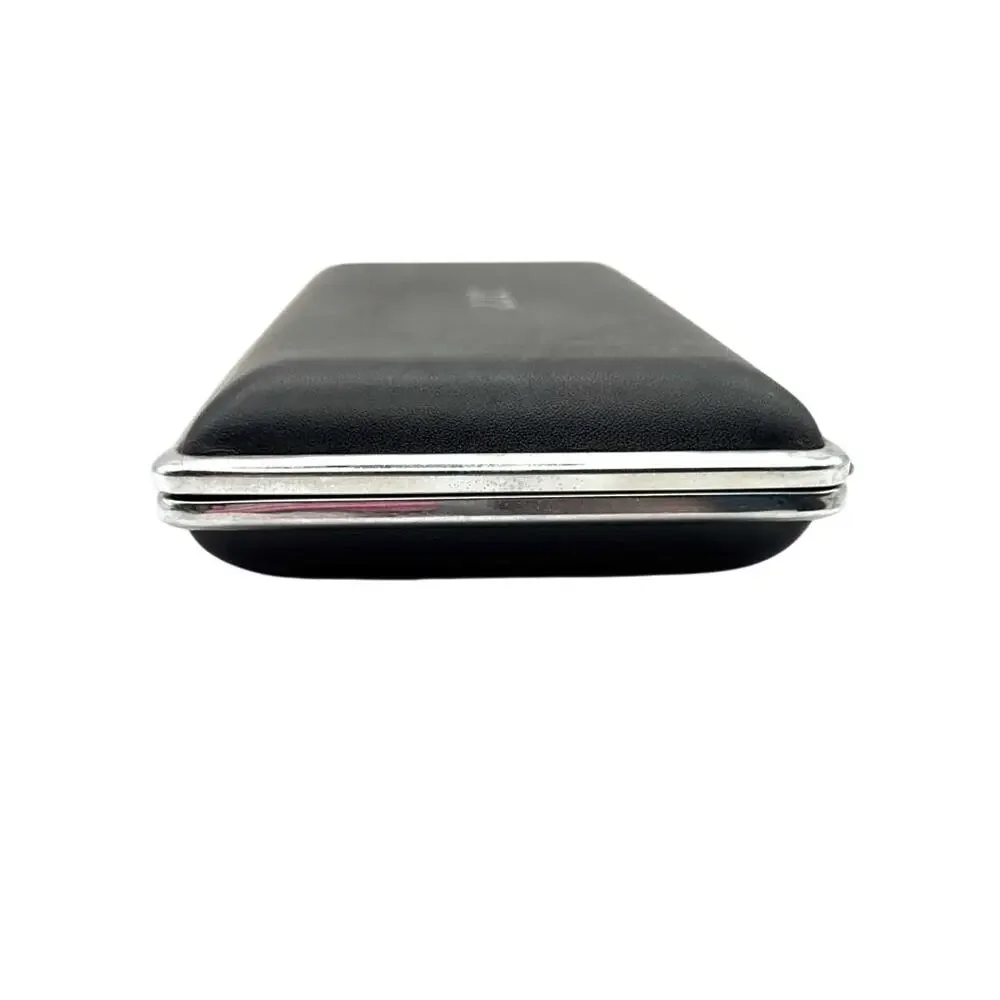 Vintage JCP Monogram Long Cigarette Case Black Textured Silver Tone Metal